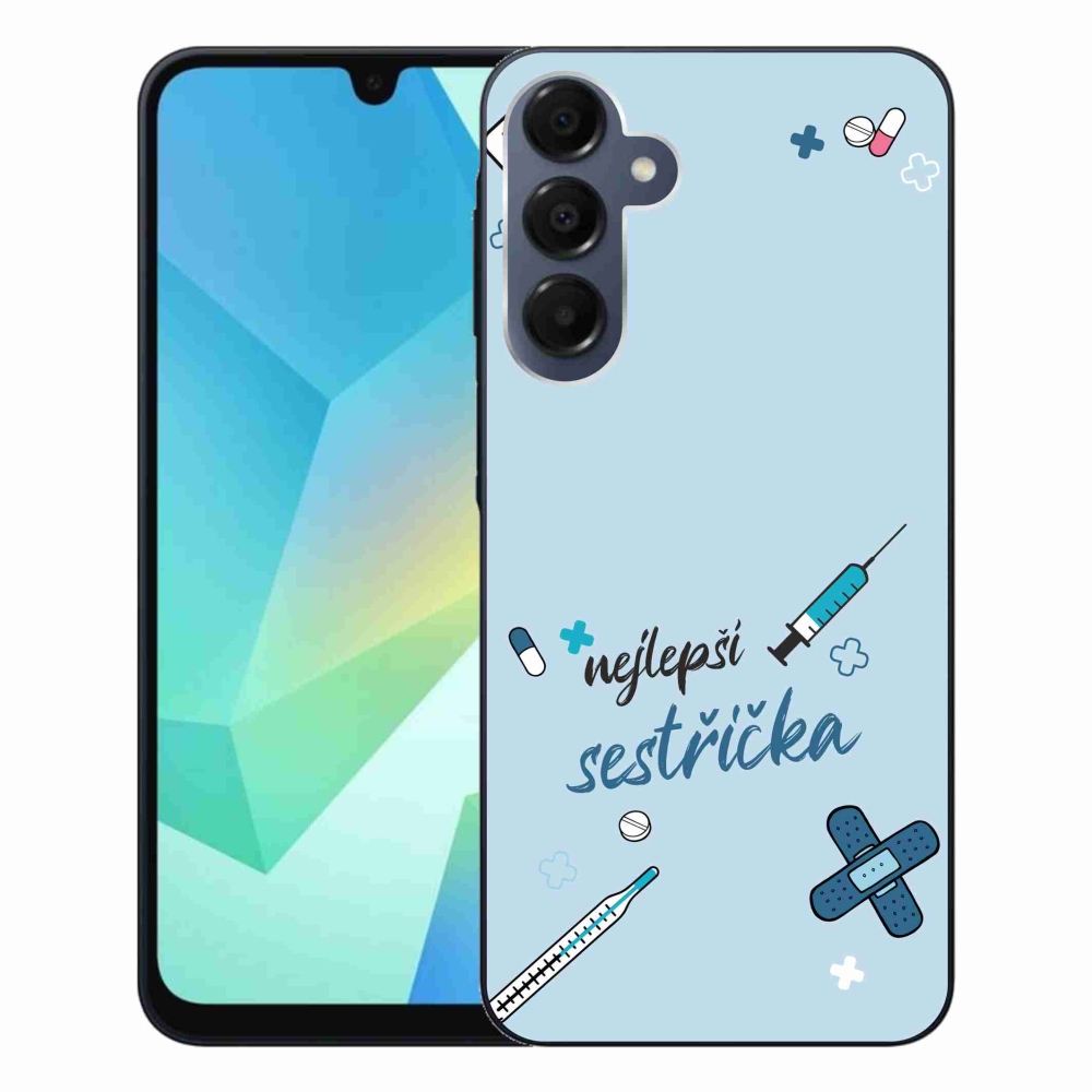 Gelový kryt mmCase na Samsung Galaxy A16 4G/5G - nejlepší sestřička modré pozadí