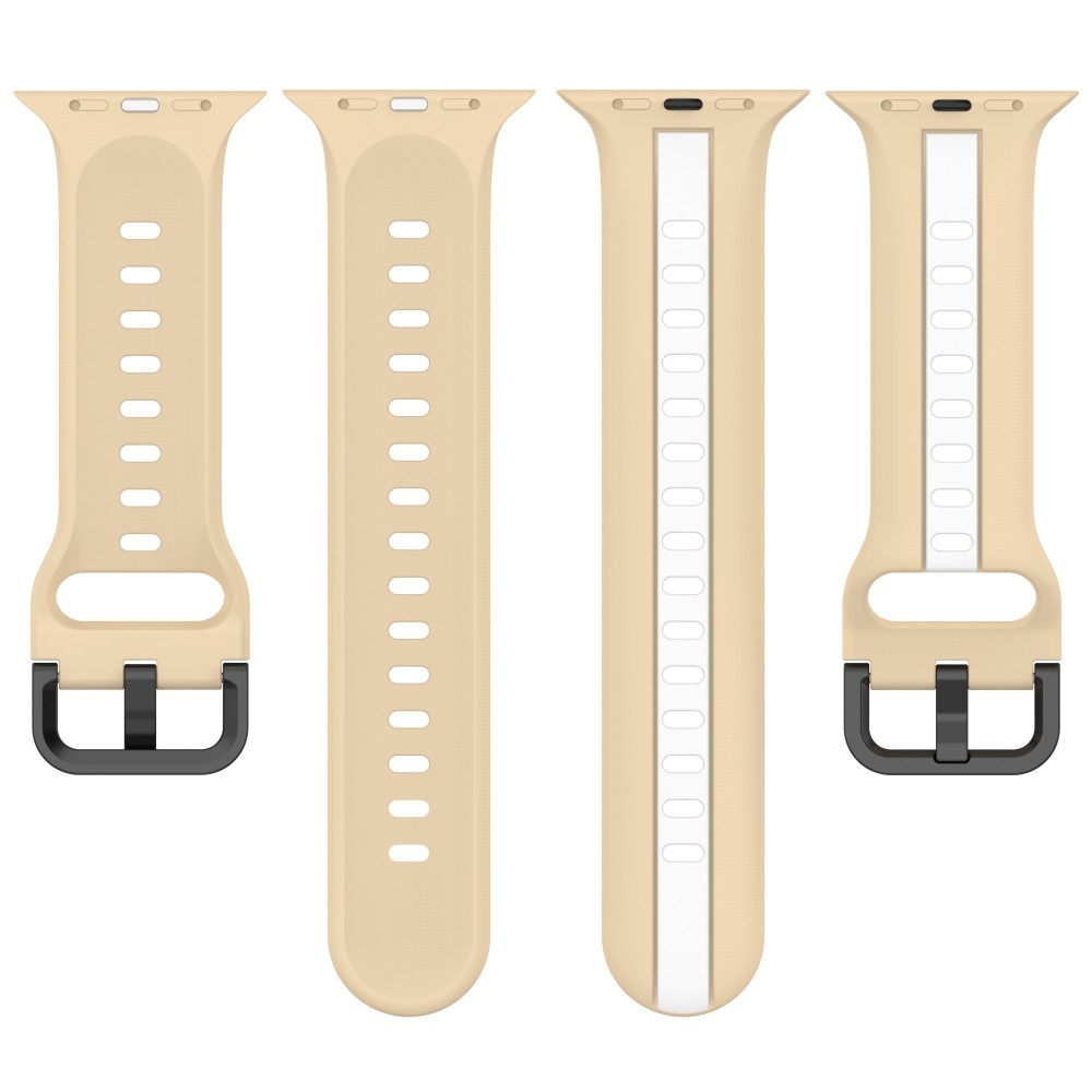 Strap silikonový řemínek na Apple Watch Ultra/Ultra 2 49mm/SE/SE 2022/2023 44mm/9/8/7 45mm/6/5/4 44mm/3/2/1 42 mm - khaki/bílý
