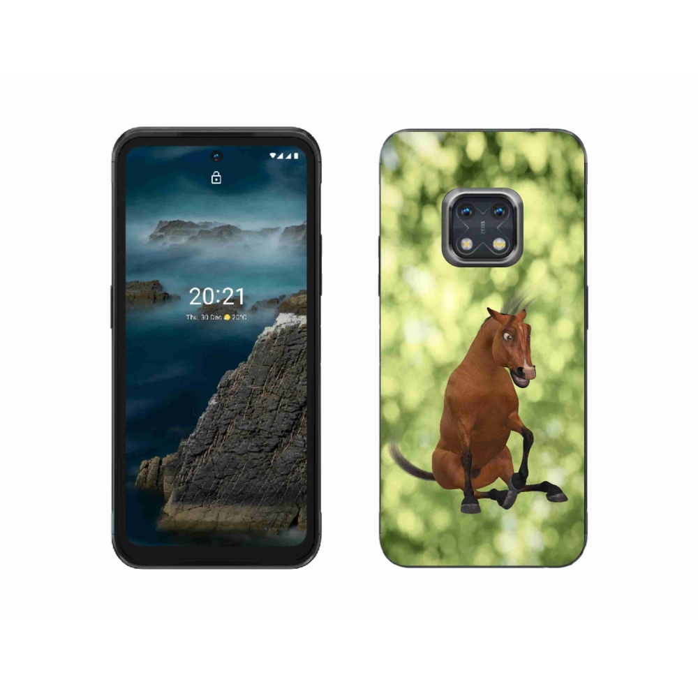 Gelový kryt mmCase na Nokia XR20 - hnědý kreslený kůň 1