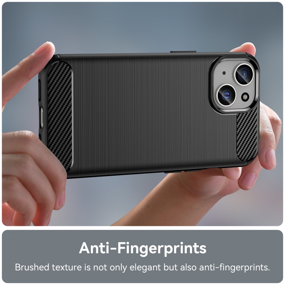 Carbon odolný gelový obal na iPhone 15 - černý