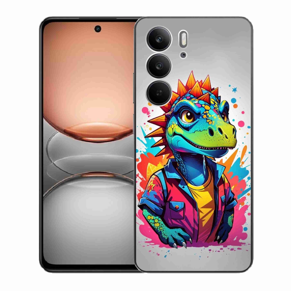 Gelový kryt mmCase na Realme C75 - barevný dinosaurus
