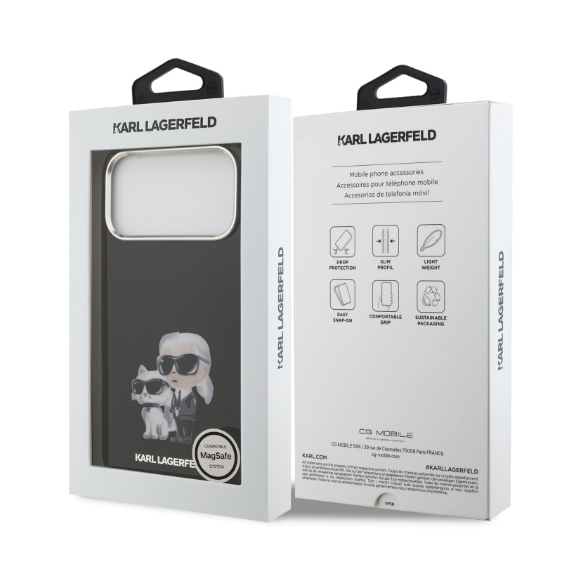 Karl Lagerfeld IML Aquarelle Karl and Choupette Zadní Kryt pro iPhone 17 Pro Max Black