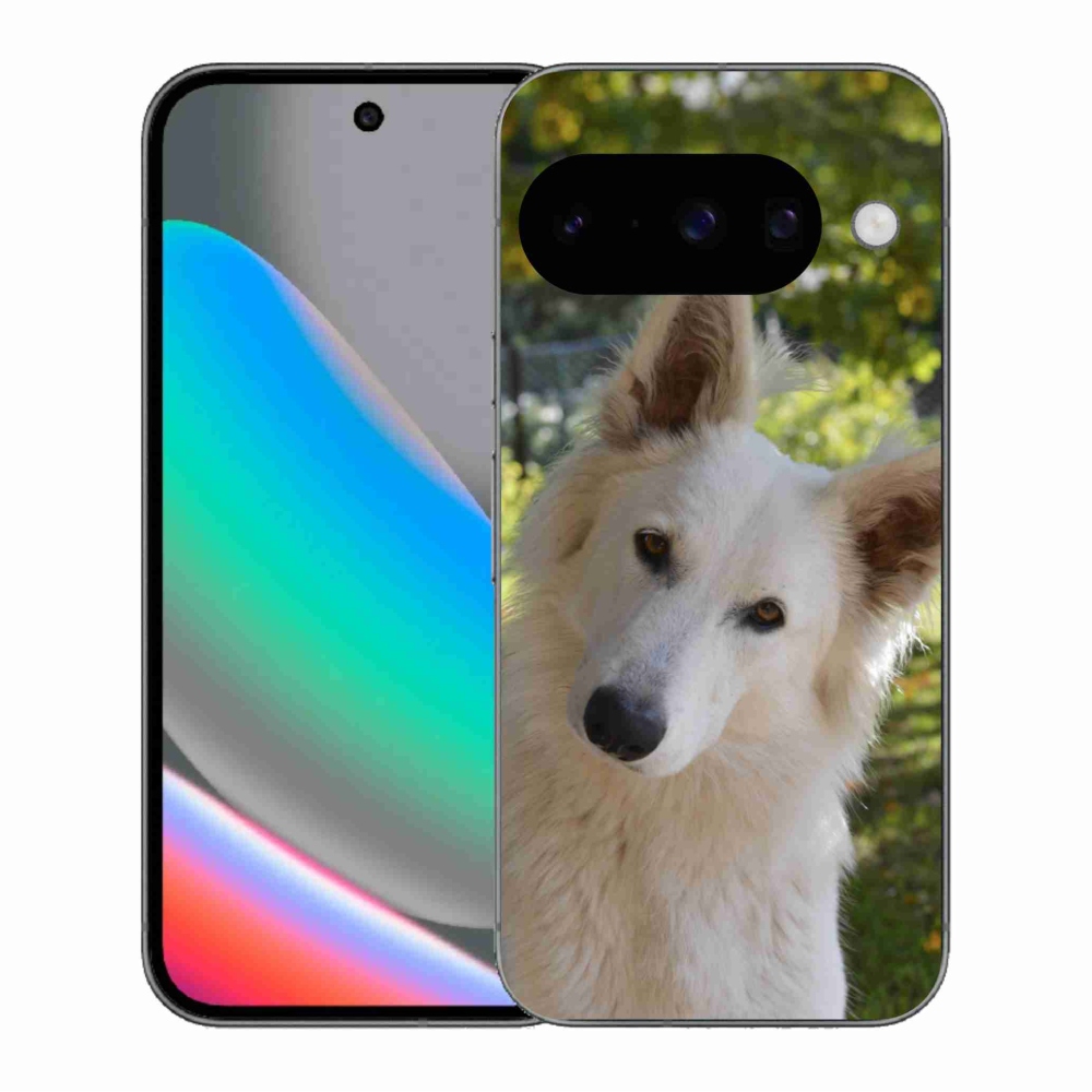 Gelový kryt mmCase na Google Pixel 10 - bílý švýcarský ovčák 1