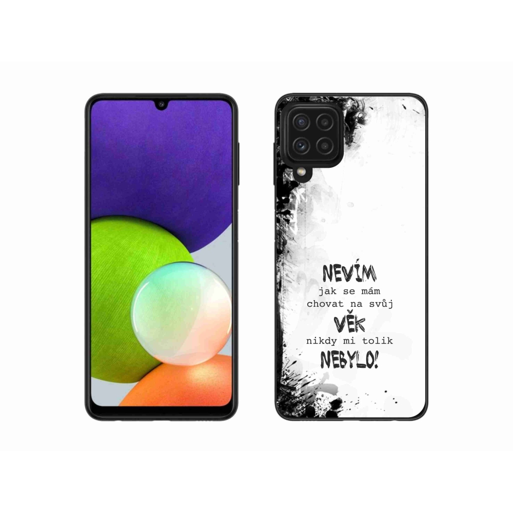 Gelový kryt mmCase na Samsung Galaxy A22 4G - vtipný text 14 bílé pozadí
