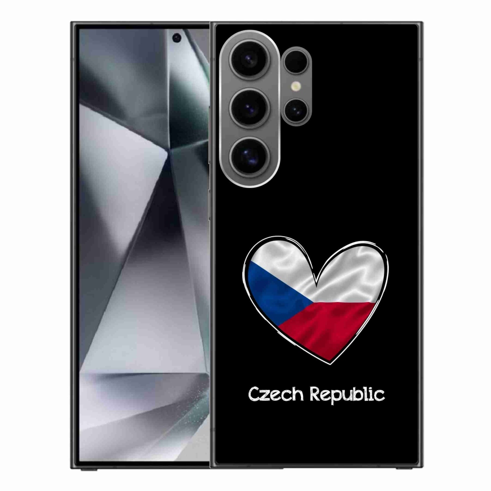 Gelový kryt mmCase na Samsung Galaxy S24 Ultra - vlajka srdce černé pozadí
