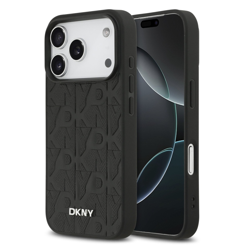 DKNY PU Leather Grid Pattern Magsafe Zadní Kryt pro iPhone 17 Pro Black
