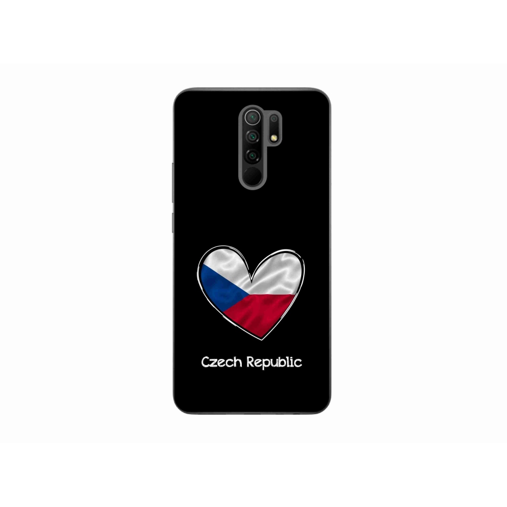 Gelový kryt mmCase na Xiaomi Redmi 9 - vlajka srdce černé pozadí