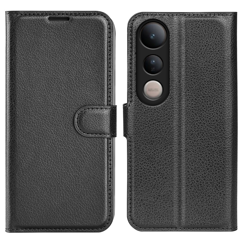 Litchi knížkové pouzdro na Vivo V50 Lite 4G/5G - černé