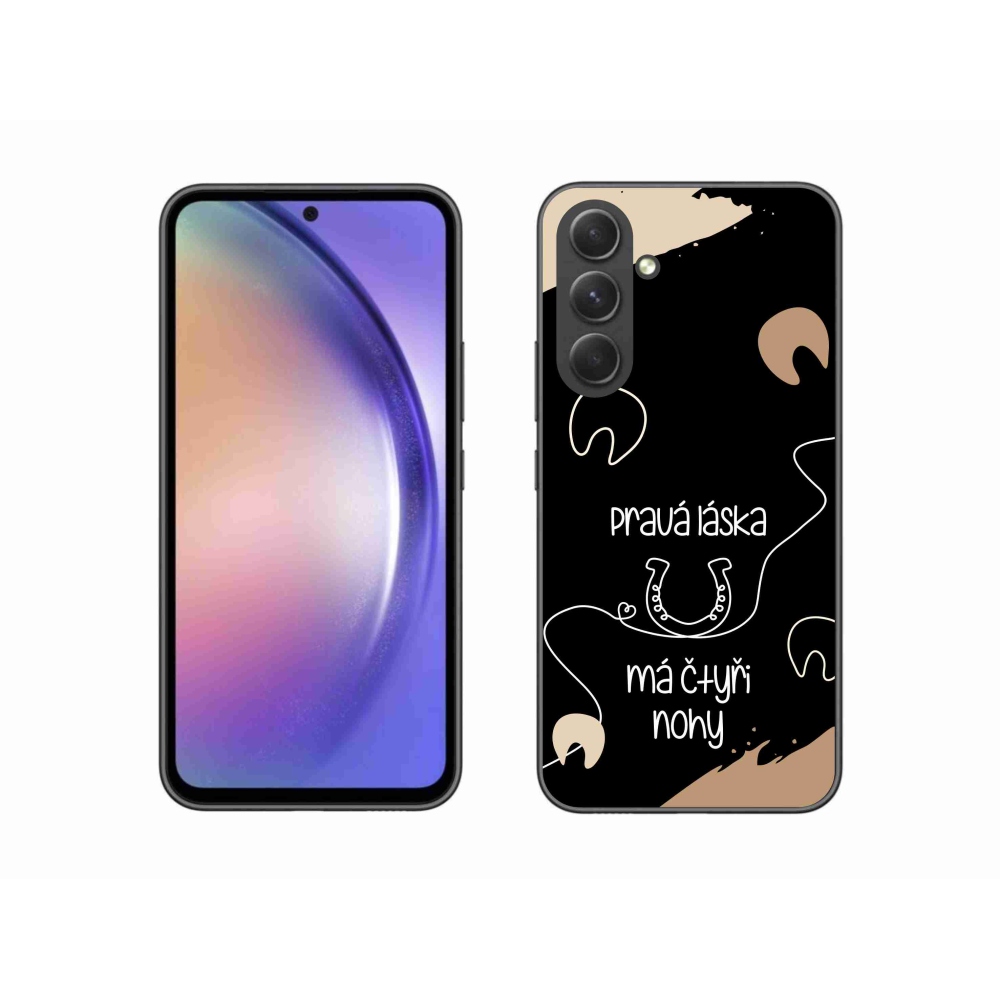 Gelový kryt mmCase na Samsung Galaxy A54 5G - koňský motiv černé pozadí