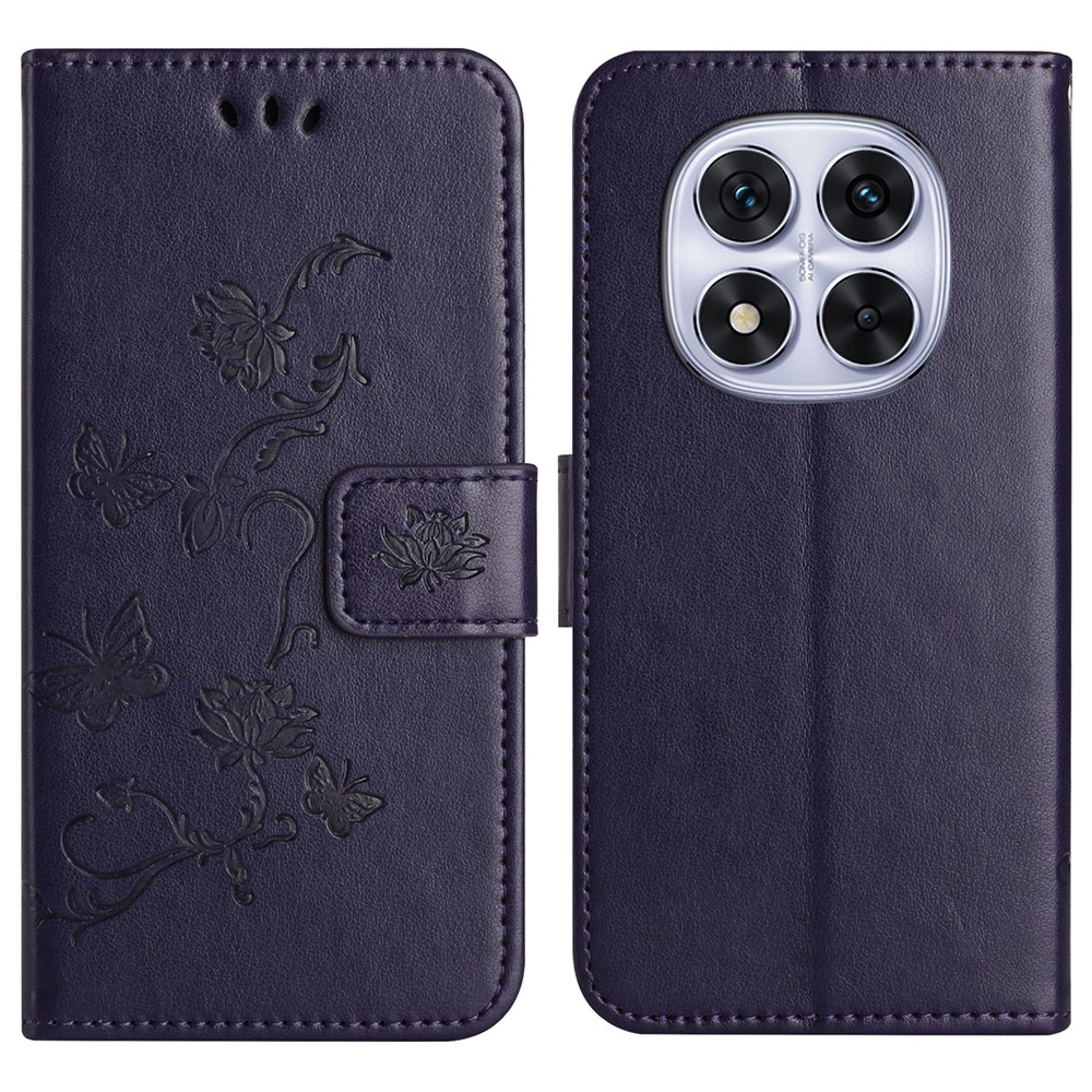 Flower knížkové pouzdro na Xiaomi Redmi Note 14 Pro 5G/Poco X7 5G/Note 14 Pro+ 5G - tmavěfialové