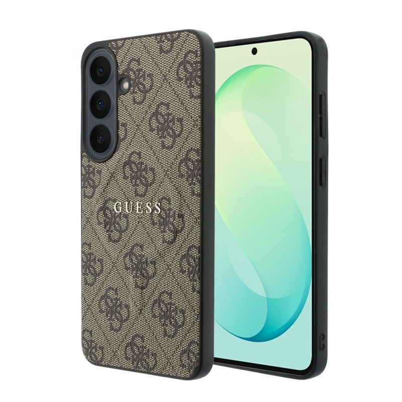 Guess PU Leather 4G Gold Frame Magnetic Zadní Kryt pro Samsung Galaxy S26 FE Brown