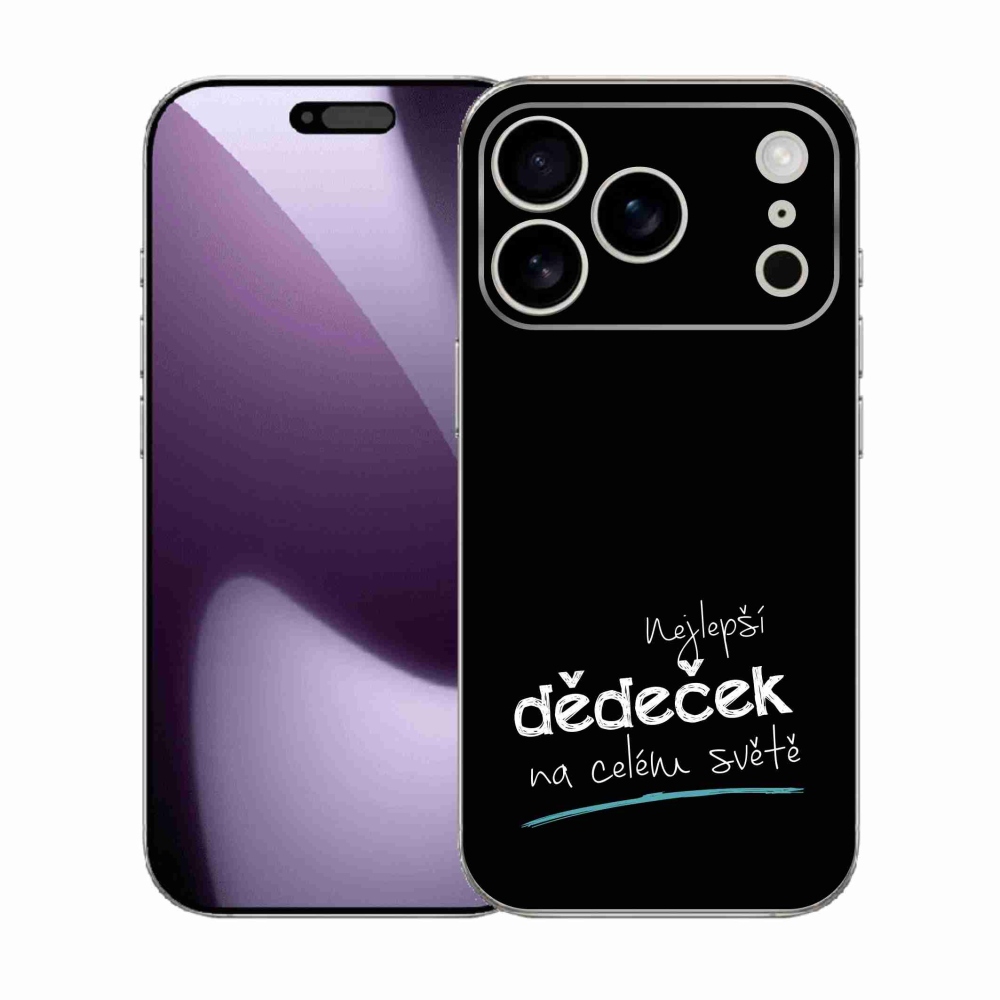 Gelový kryt mmCase na iPhone 17 Pro - nejlepší dědeček 3 černé pozadí