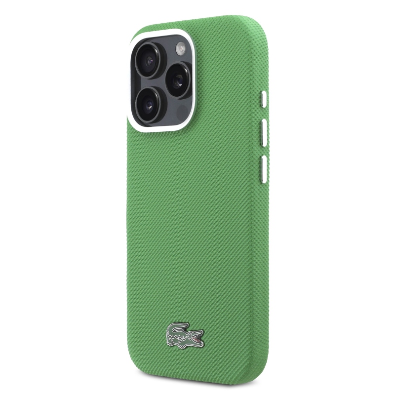 Lacoste PVC Iconic Petit Pique Metal Logo MagSafe Zadní Kryt pro iPhone 16 Pro Estragon Green
