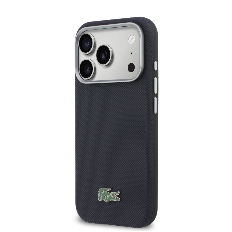 Lacoste PVC Petit Pique Semi Wrap MagSafe Kryt pro iPhone 17 Pro Navy