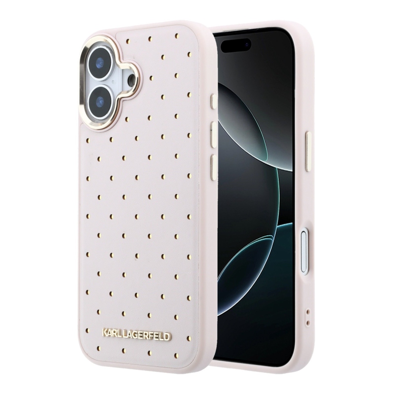 Karl Lagerfeld PU Perforated Gold Dots MagSafe Zadní Kryt pro iPhone 17 Pink