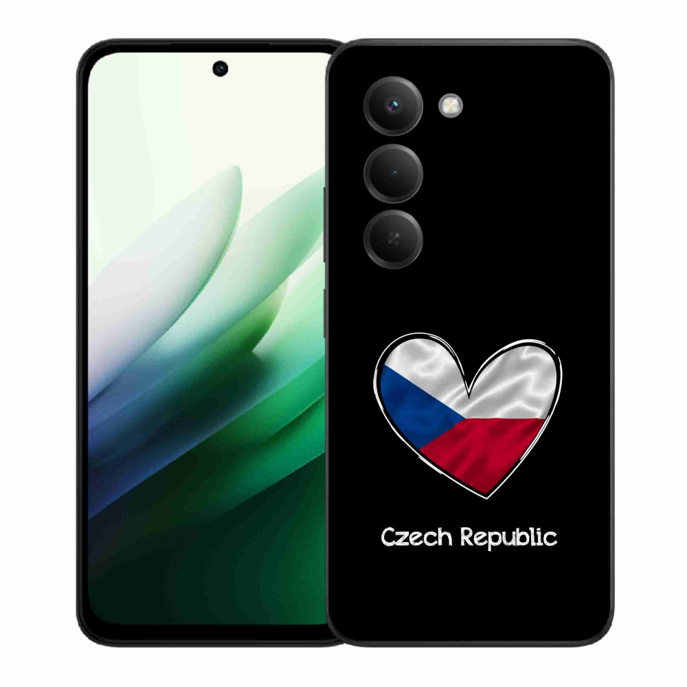 Gelový kryt mmCase na Xiaomi Redmi 15 5G (169mm) - vlajka srdce černé pozadí
