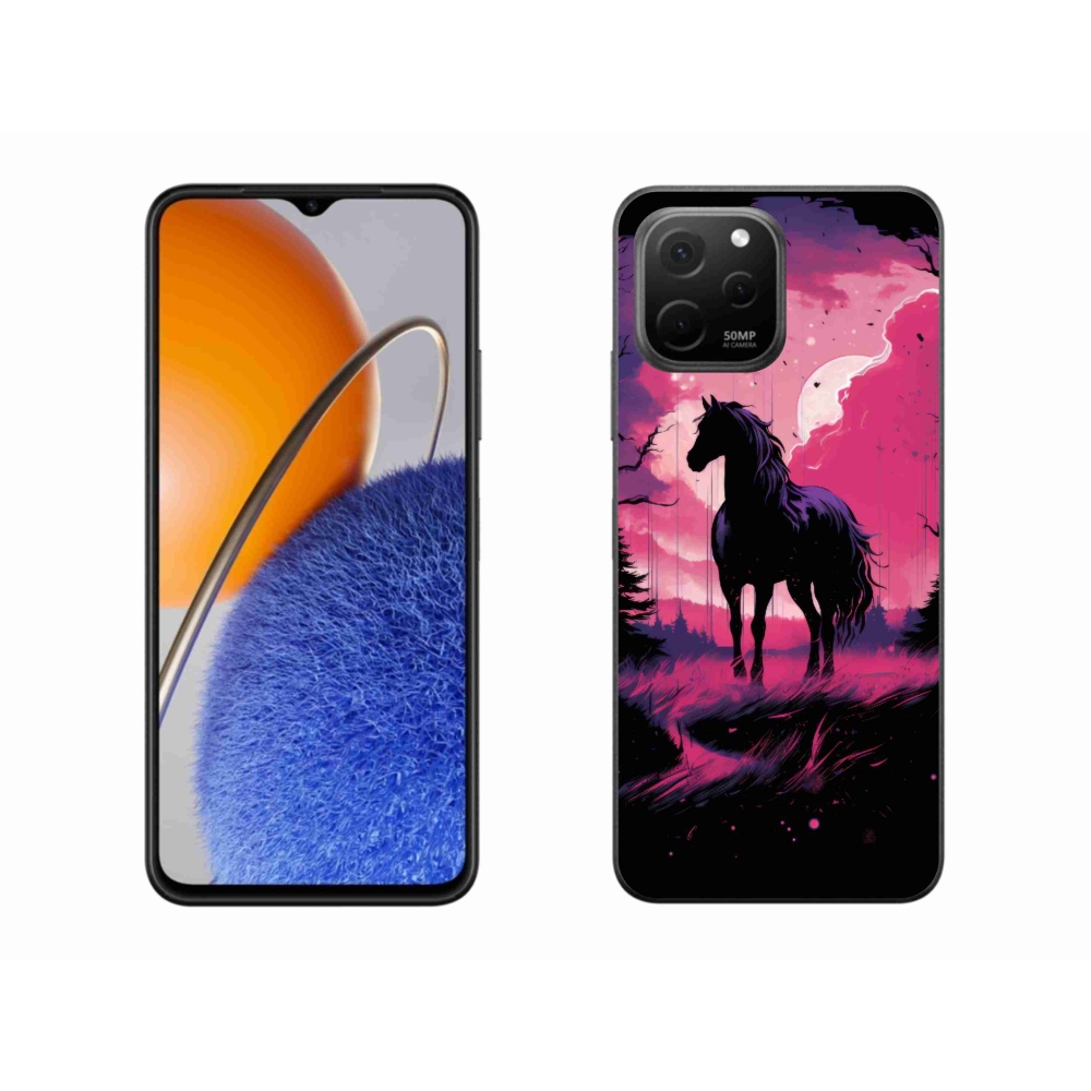 Gelový kryt mmCase na Huawei Nova Y61 - černý kreslený kůň 1