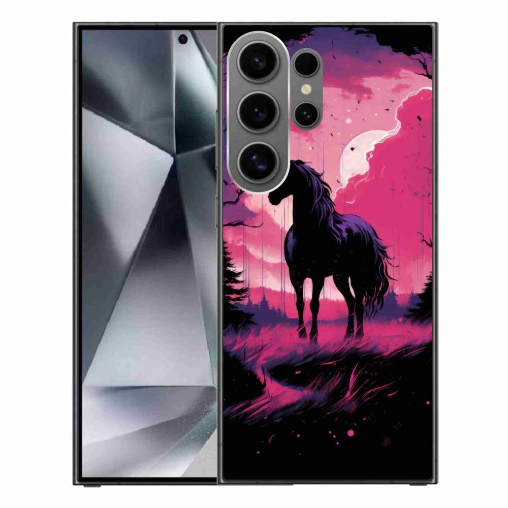 Gelový kryt mmCase na Samsung Galaxy S24 Ultra - černý kreslený kůň 1