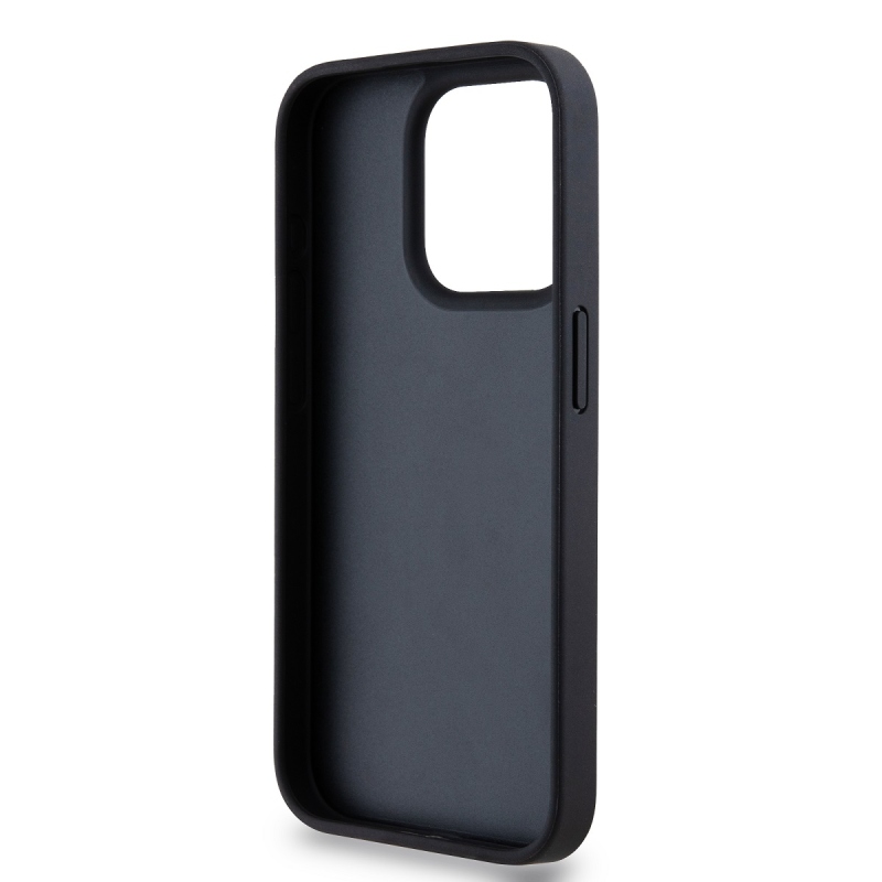 DKNY PU Leather Repeat Pattern Tonal Stripe Zadní Kryt pro iPhone 14 Pro Black