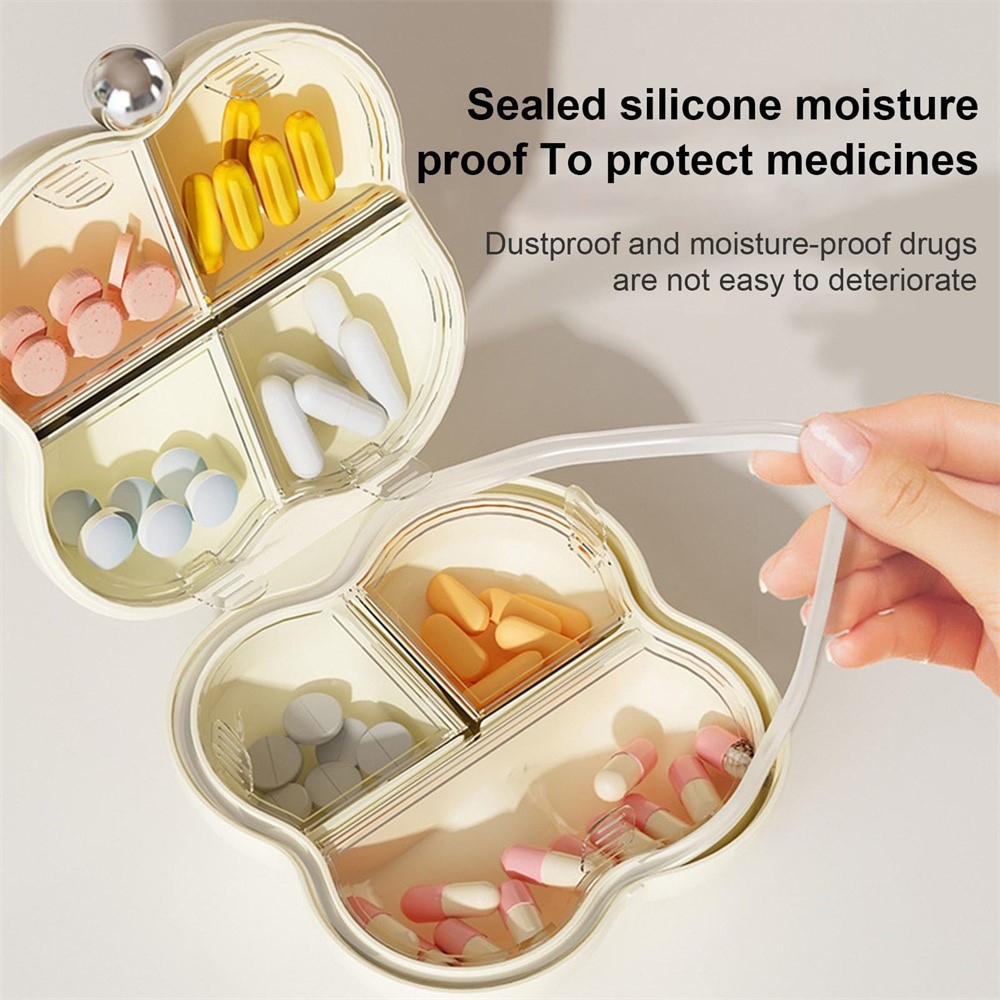 Mini organizér na léky a šperky se 7 přihrádkami - květinový bílý