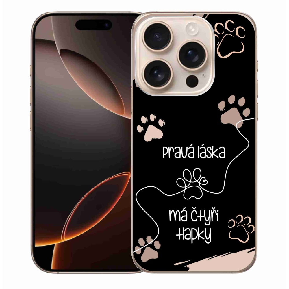 Gelový kryt mmCase na iPhone 16 Pro Max - psí motiv 1 černé pozadí