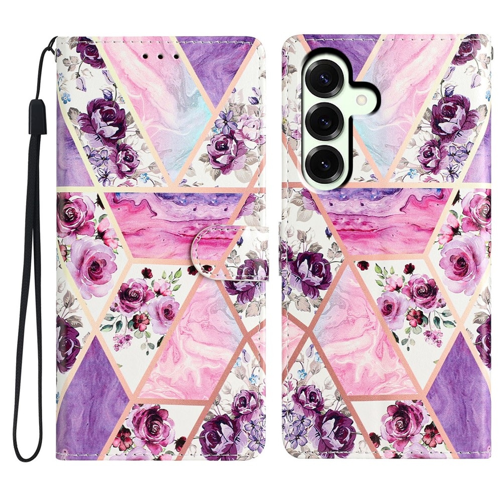 Unique knížkové pouzdro na Samsung Galaxy A27 - fialové květy