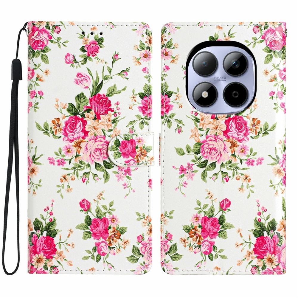 Unique knížkové pouzdro na Xiaomi Redmi Note 15 Pro 5G - červené květy