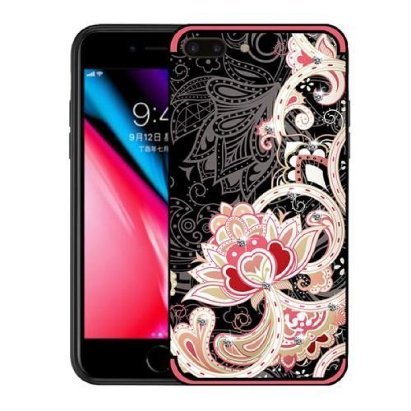 Unique zdobený gelový obal na iPhone 7 Plus a iPhone 8 Plus - červený