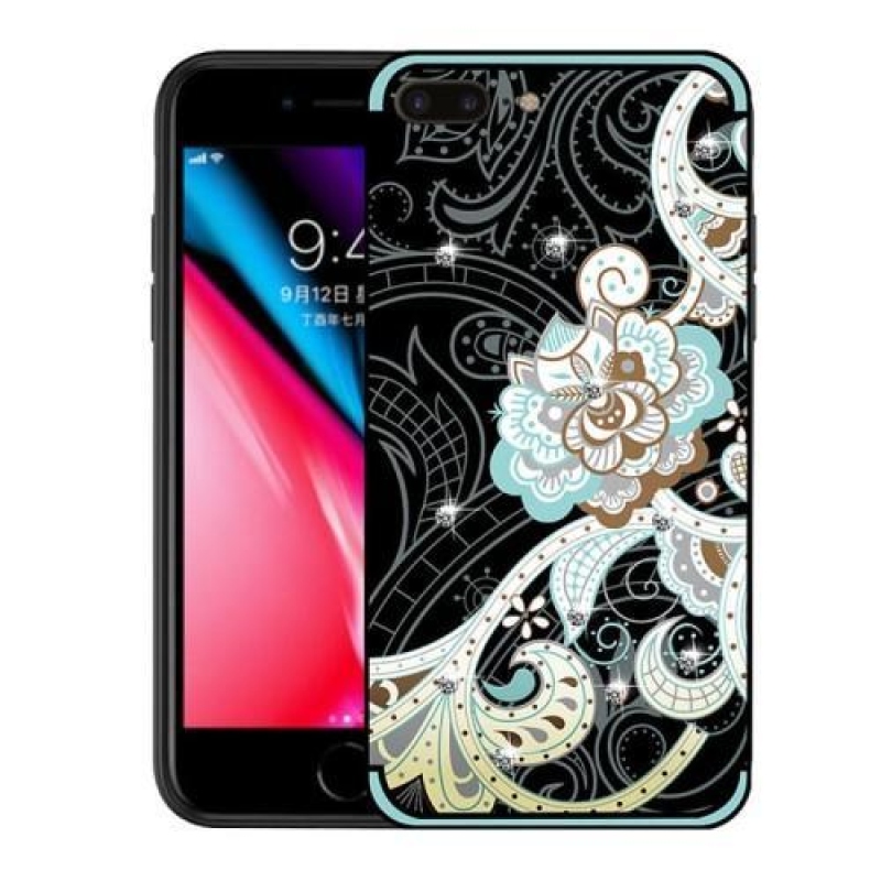 Unique zdobený gelový obal na iPhone 7 Plus a iPhone 8 Plus - modrý