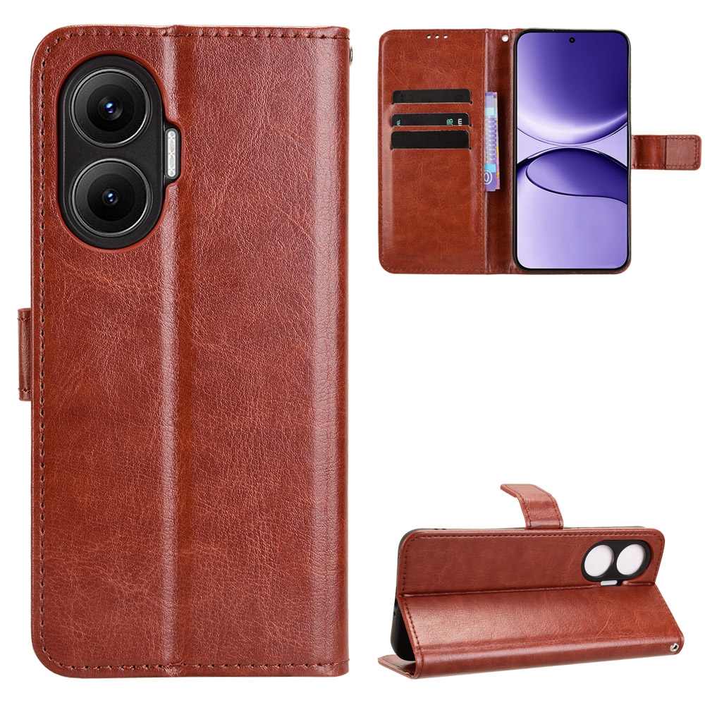 Crazy knížkové pouzdro na Xiaomi Poco F7 5G - hnědé