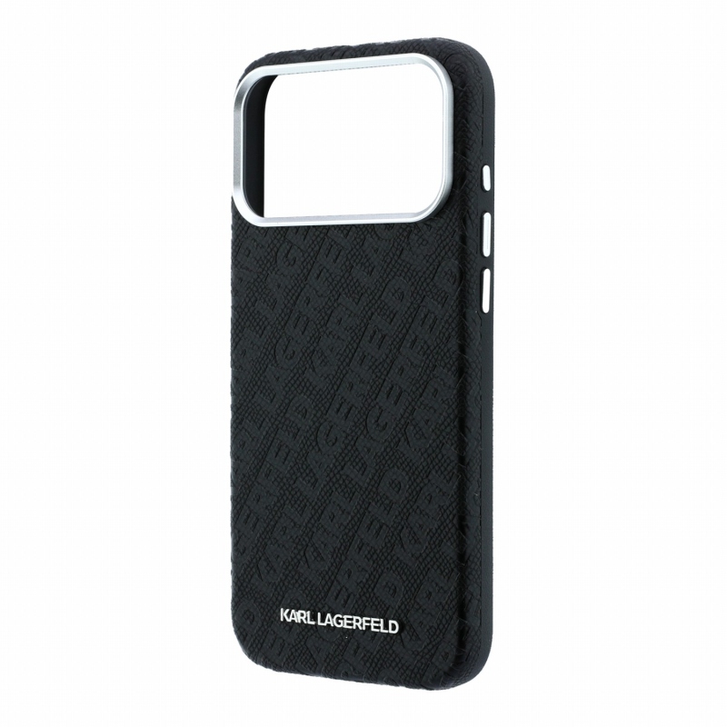 Karl Lagerfeld PU Grained Allover Semi Wrap Magsafe Zadní Kryt pro iPhone 18 Pro Black