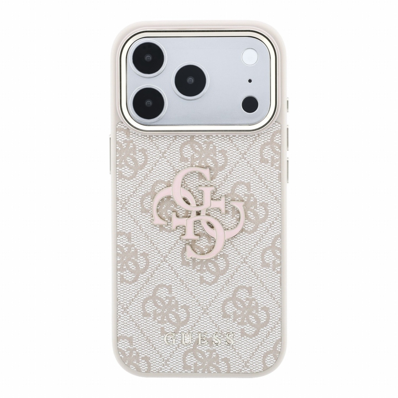 Guess PU 4G Resin Metal Logo Zadní Kryt pro iPhone 18 Pro Pink