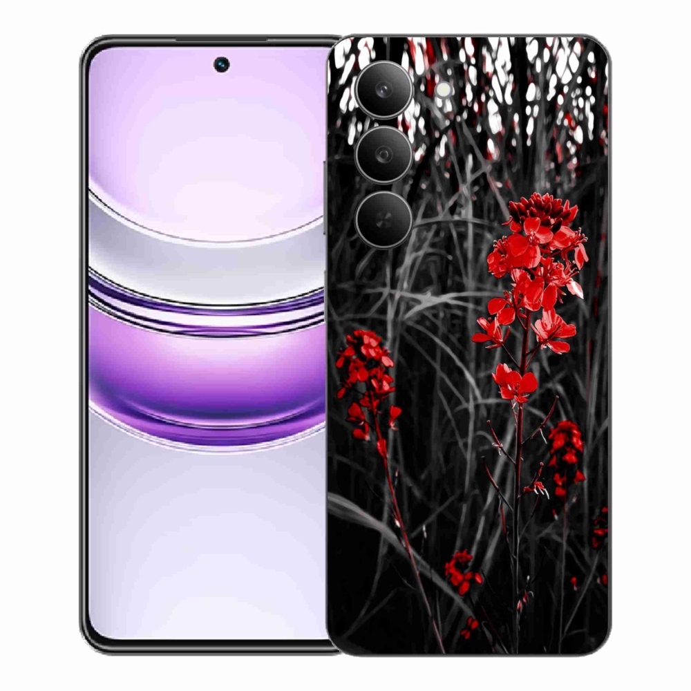Gelový kryt mmCase na Realme 14x 5G - červená rostlina