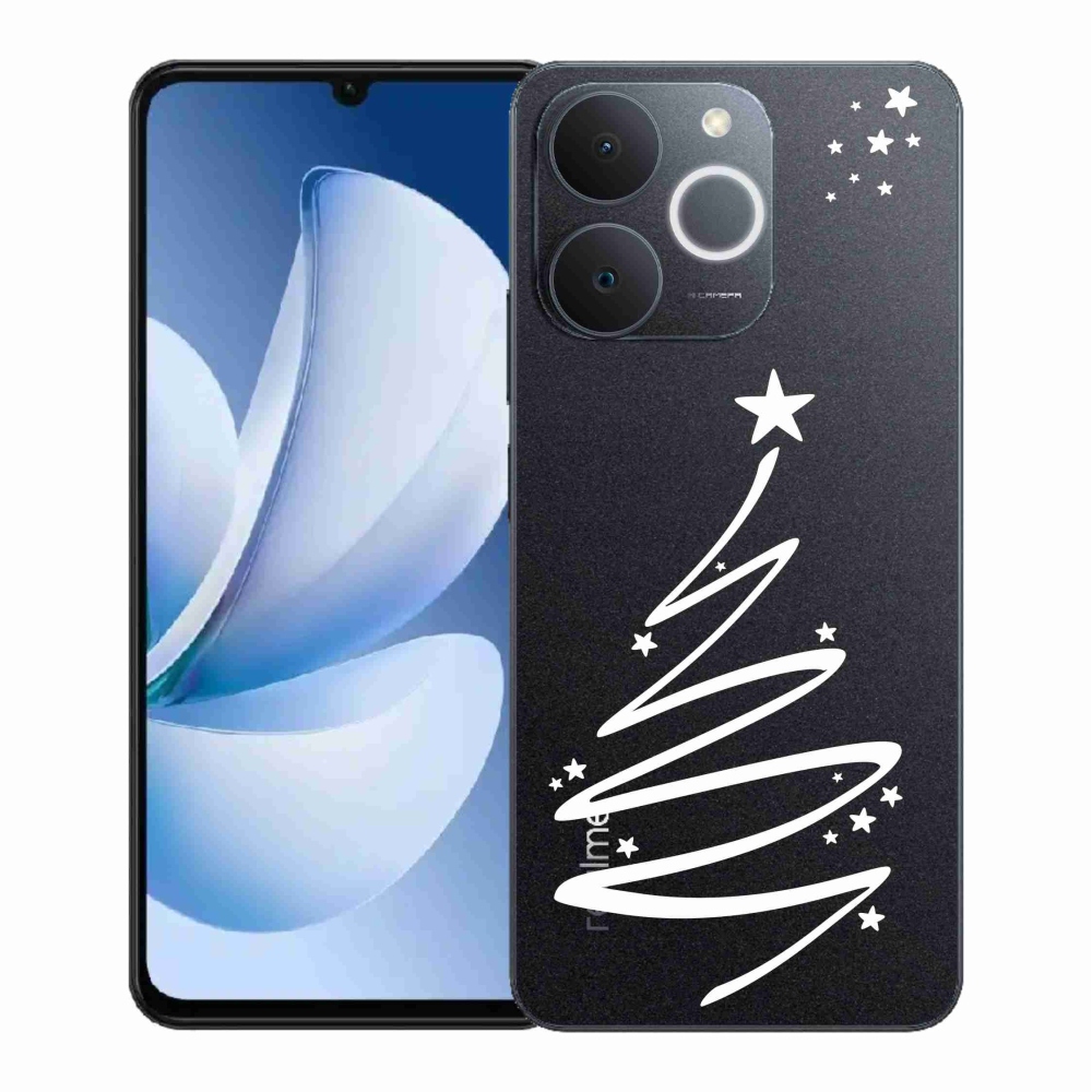 Gelový kryt mmCase na Realme Note 70T - bílý stromeček na průhledném pozadí