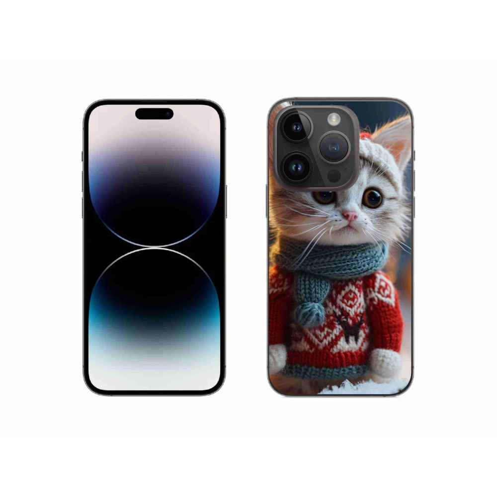 Gelový kryt mmCase na iPhone 14 Pro - kotě ve svetru