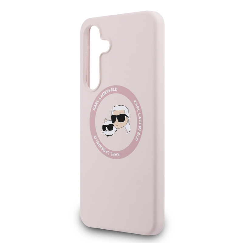 Karl Lagerfeld Liquid Silicone K&CH Heads MagSafe Zadní Kryt pro Samsung Galaxy S25 FE Pink
