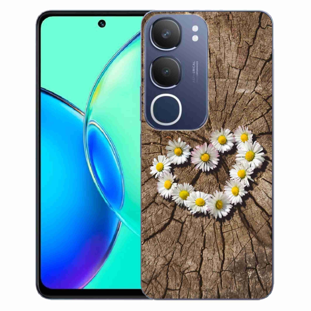 Gelový kryt mmCase na Vivo Y19s - srdce z kopretin