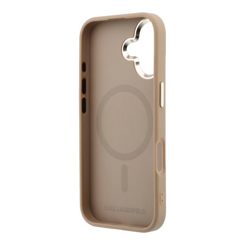 Karl Lagerfeld PU Perforated Gold Dots MagSafe Zadní Kryt pro iPhone 17 Beige