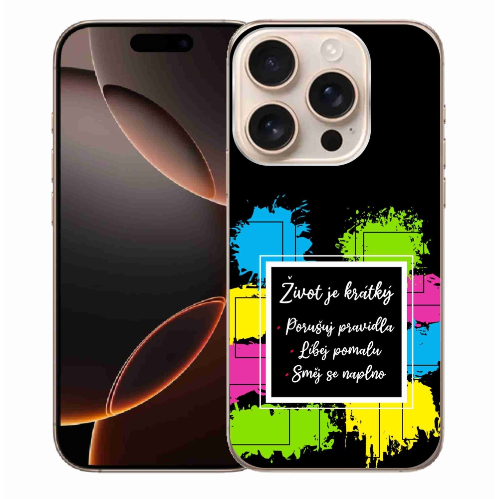 Gelový kryt mmCase na iPhone 16 Pro Max - citát 5 černé pozadí