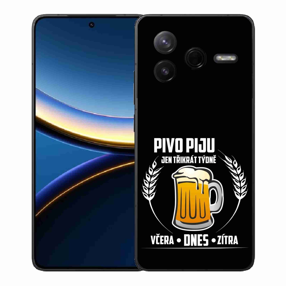 Gelový kryt mmCase na Xiaomi Poco F7 Pro - pivní motiv černé pozadí