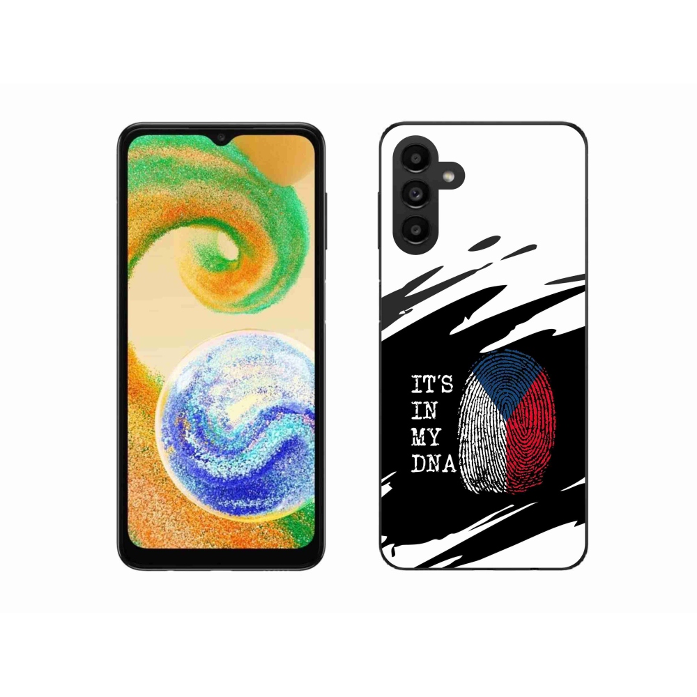 Gelový kryt mmCase na Samsung Galaxy A04s (164.7x76.7x9.1mm) - vlajka otisk prstu černobílé pozadí