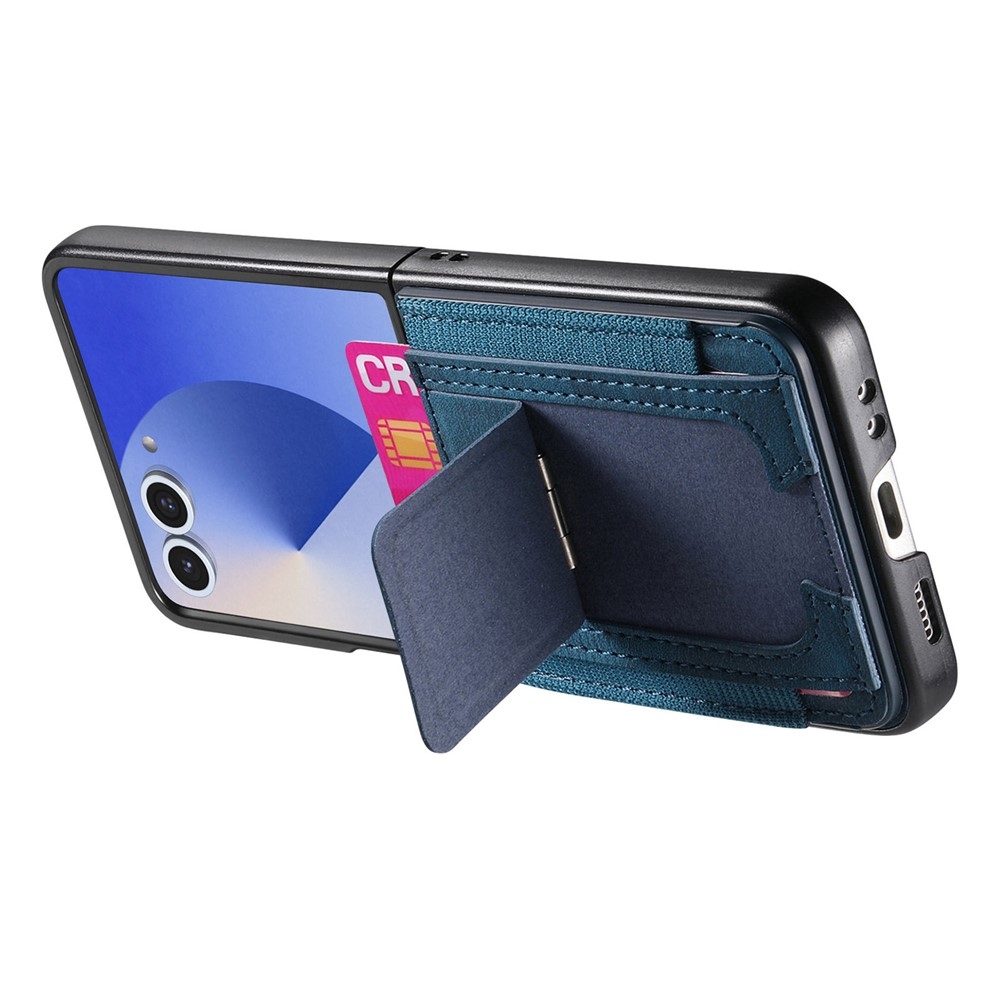 Luxurious plastový kryt s umělou kůží na Samsung Galaxy Z Flip7 5G - modrý