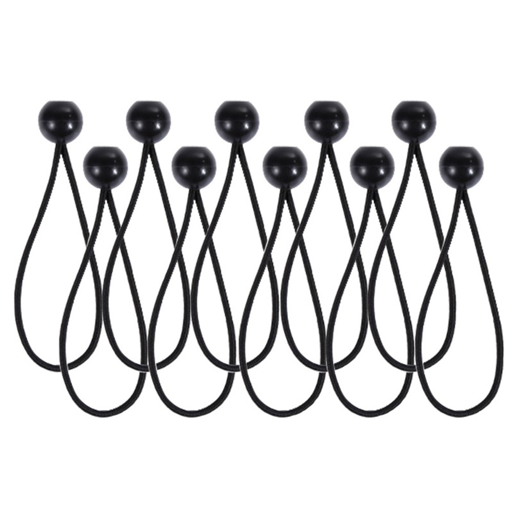 Upínací gumové lanko s plastovou kuličkou pro stan a plachty 15,5cm (10 ks) - černé