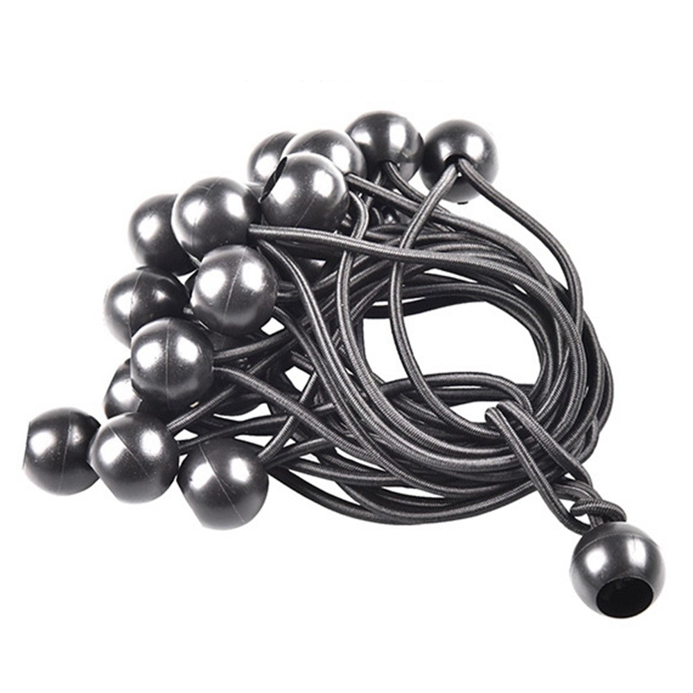 Upínací gumové lanko s plastovou kuličkou pro stan a plachty 15,5cm (10 ks) - černé