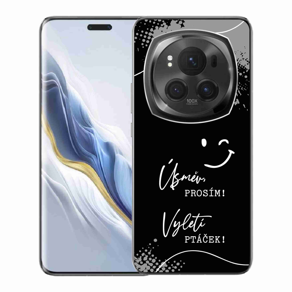 Gelový kryt mmCase na Honor Magic 6 Pro 5G - vtipný text 4 černé pozadí