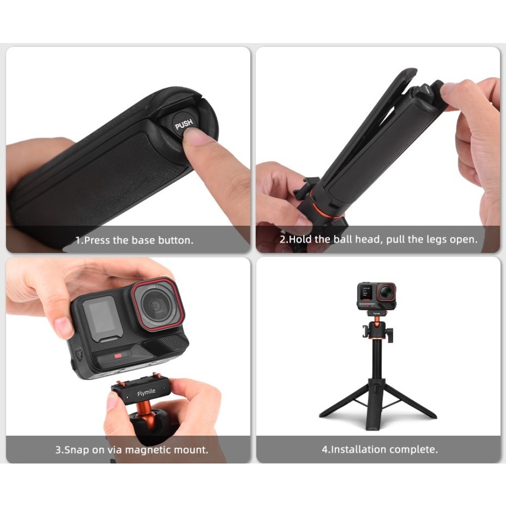 FLYMILE magnetická selfie tyč se stativem pro Insta360 Ace Pro, X5 a X3