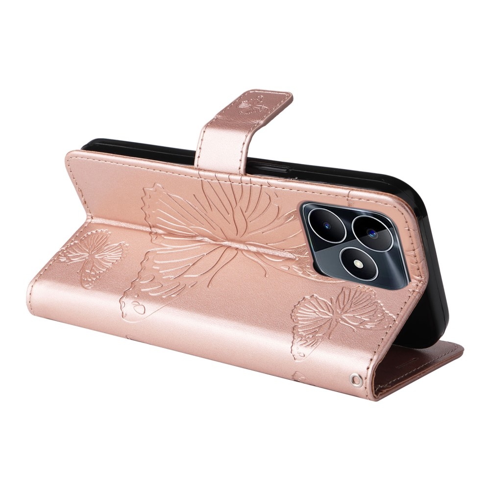 Big Butterfly knížkové pouzdro na Realme C51/C53 - růžovozlaté