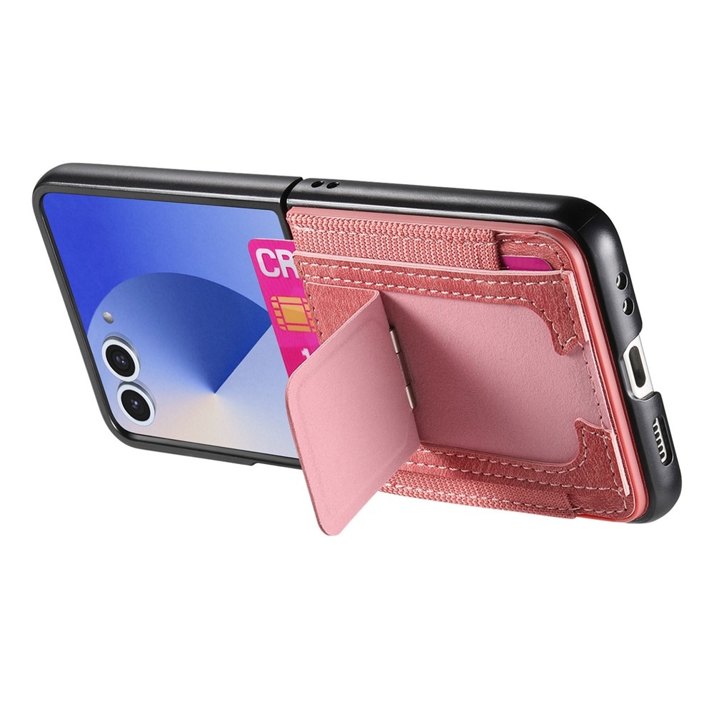 Luxurious plastový kryt s umělou kůží na Samsung Galaxy Z Flip7 5G - růžový