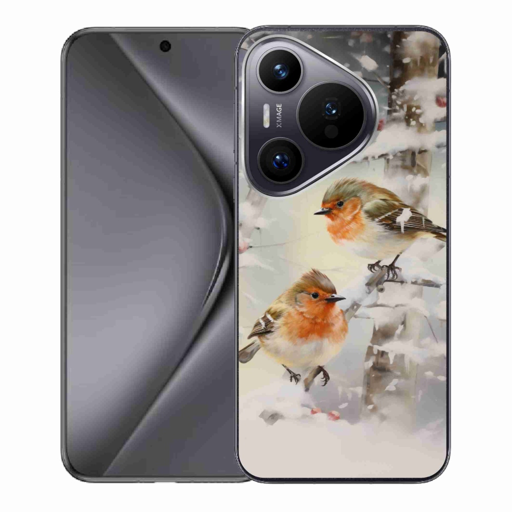 Gelový kryt mmCase na Huawei Pura 70 - ptáčci v zimě
