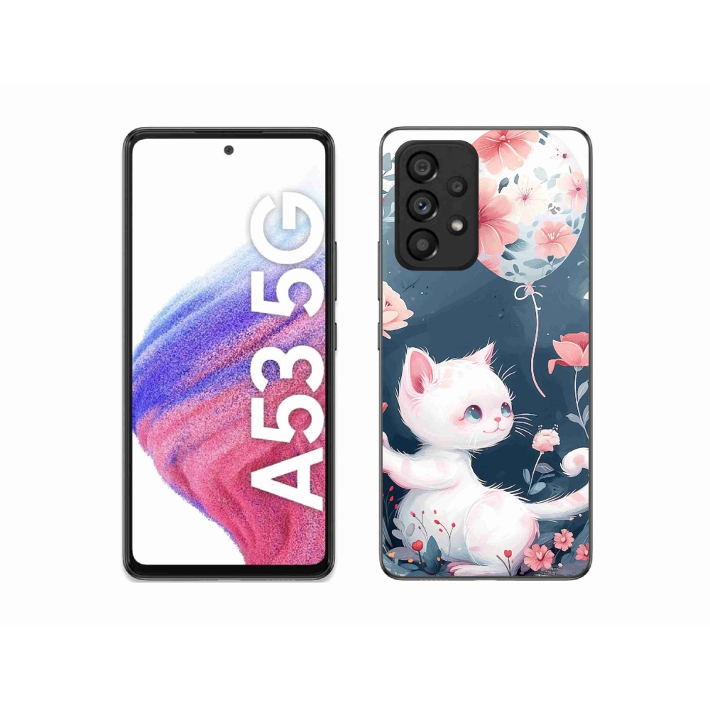 Gelový kryt mmCase na Samsung Galaxy A53 5G - kotě s balónkem